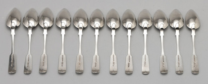 Scottish Provincial Aberdeen Silver Dessert Spoons (Set of 12) - Rettie & Son